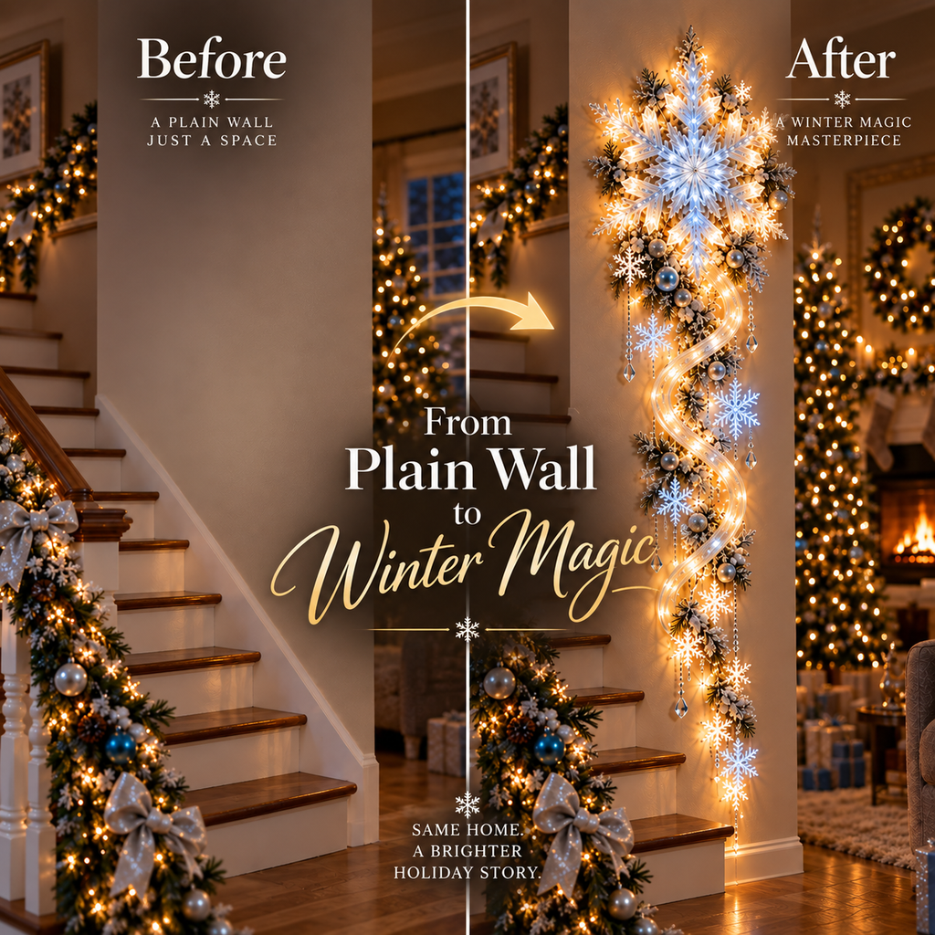 FrostCascade – 🔥🔥❄️ Giant Snowflake Blizzard Trail Christmas Wall Light