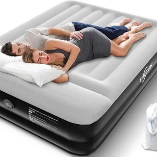 AirNest – Queen Air Mattress with Built-In Pump for Camping, Home & Guests (Black)