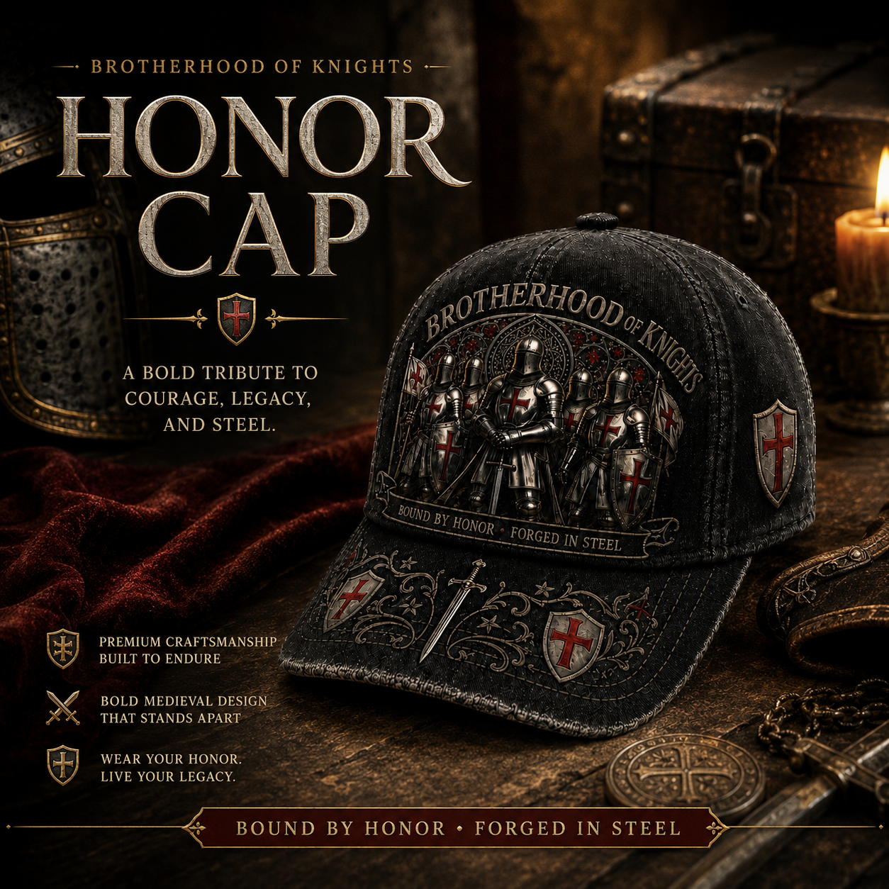 ⚔️ HonorBound – Knights Templar Cap