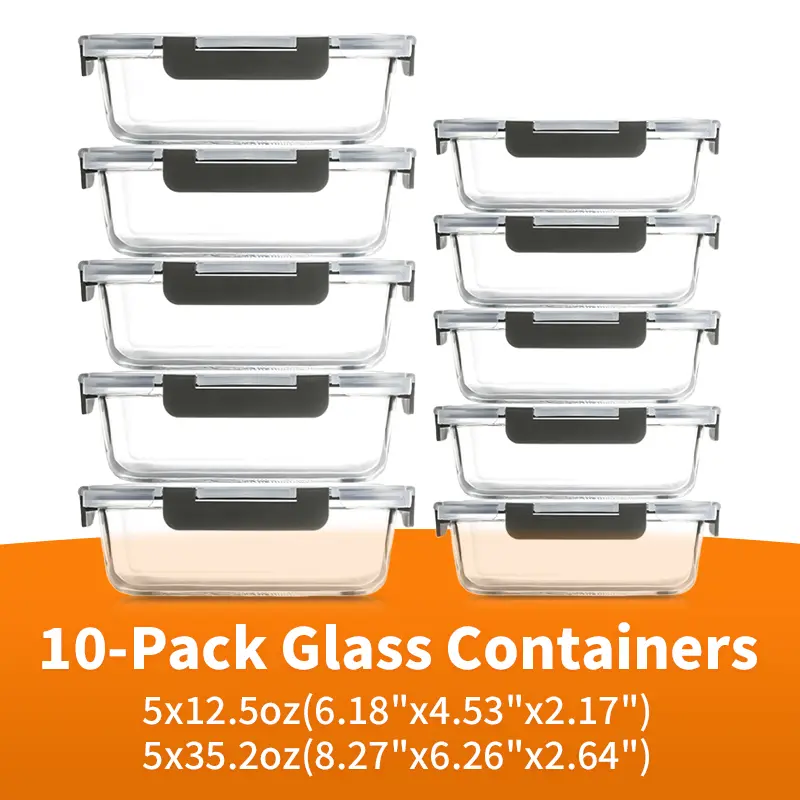 PrepVault – 20-Container Airtight Glass Food Storage System, 40-Piece Smart Meal Prep Set