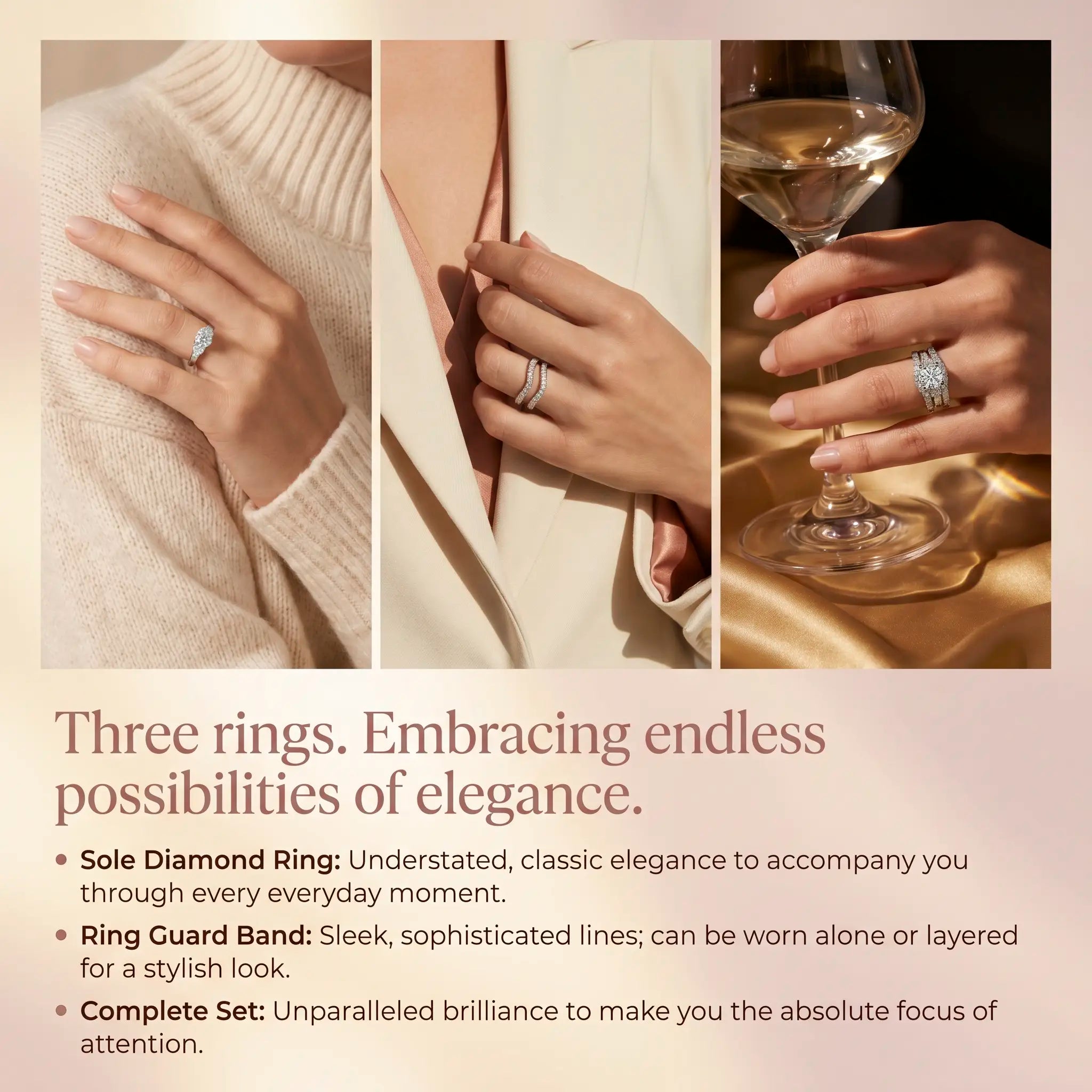 CrownTrio – 🔥 Triple-Stack Moissanite Ring Set in S925 Sterling Silver