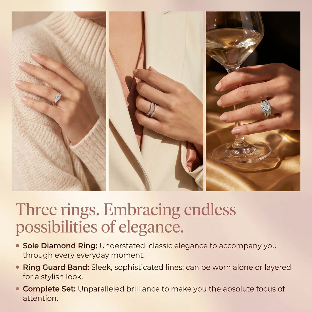 CrownTrio – 🔥 Triple-Stack Moissanite Ring Set in S925 Sterling Silver