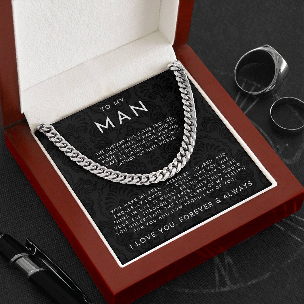 ForeverLink – To My Man Cuban Chain Necklace with Message Card