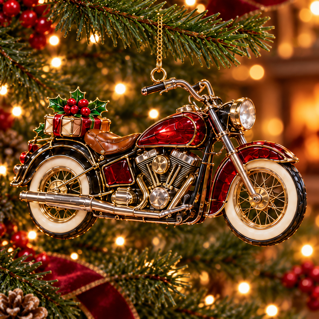 ✨ MotoGlow – 2026 Vintage Motorcycle Christmas Ornaments