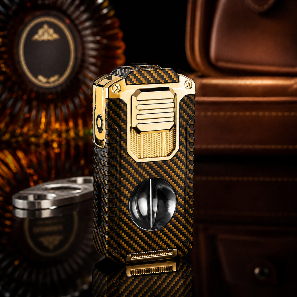 TriFlame – Vintage-Inspired Refillable Triple Torch Lighter with Built-In Tools
