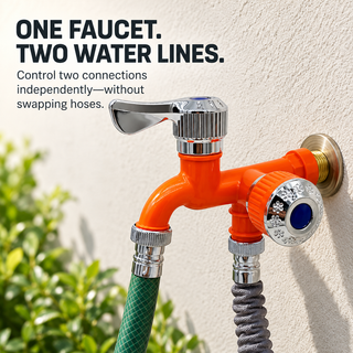 💧 TwinTap – Dual-Outlet Faucet with Two Independent Water Connections for Laundry, Garden & Everyday Cleaning
