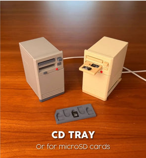 DataTower – Retro 90s PC Desk Organizer with Hidden Charger and Pull-Out Drawer