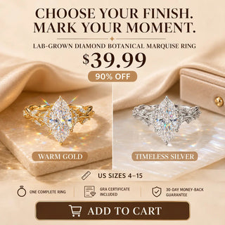 EverwildMarquise – 🔥 Lab-Grown Diamond Vine Ring in Gold or Silver