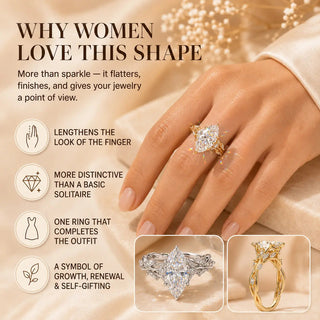 EverwildMarquise – 🔥 Lab-Grown Diamond Vine Ring in Gold or Silver