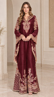 PaisleyGrace – Embroidered V-Neck Tunic and Wide-Leg Pants Set