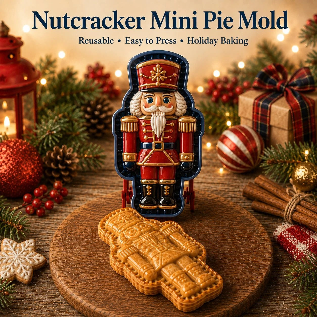 🎄PieCharm – 8-Design Christmas Mini Pie Mold Collection | Reusable Embossed Molds