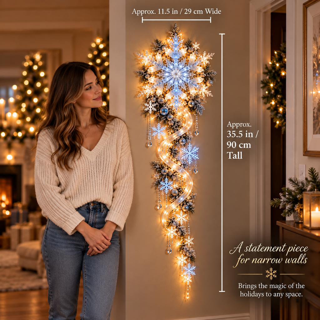FrostCascade – 🔥🔥❄️ Giant Snowflake Blizzard Trail Christmas Wall Light