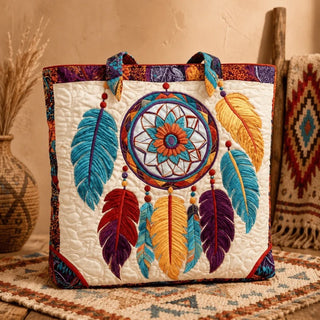 QuiltSpirit – Handmade Quilted Tote Bag with Native American–Inspired Designs