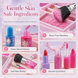 PrincessGlow – Washable Kids' Makeup Set with Revolving Trays & Portable Case 🎀