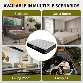AirNest – Queen Air Mattress with Built-In Pump for Camping, Home & Guests (Black)