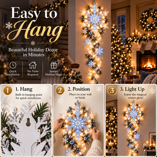 FrostCascade – 🔥🔥❄️ Giant Snowflake Blizzard Trail Christmas Wall Light