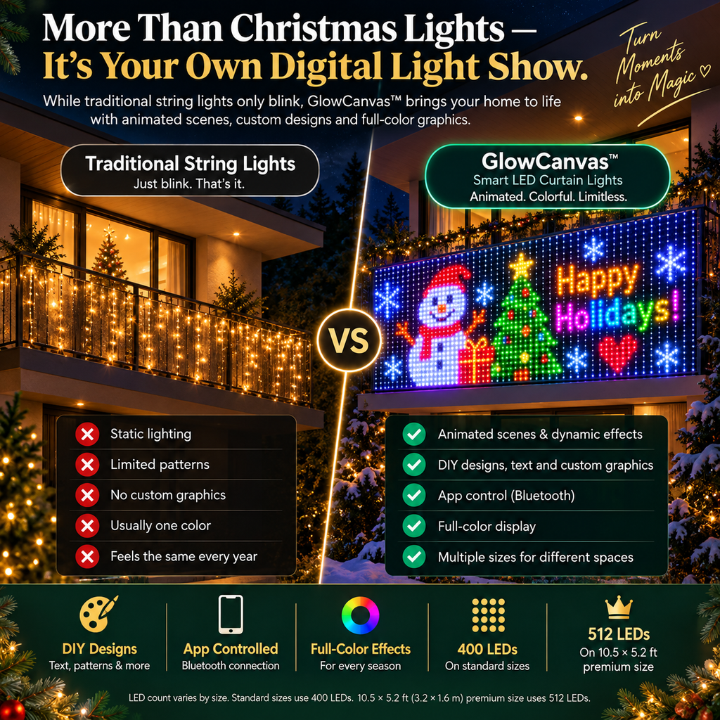 🎅💡PixelCurtain – Smart Christmas Curtain Lights with App-Controlled DIY Animated LED Display