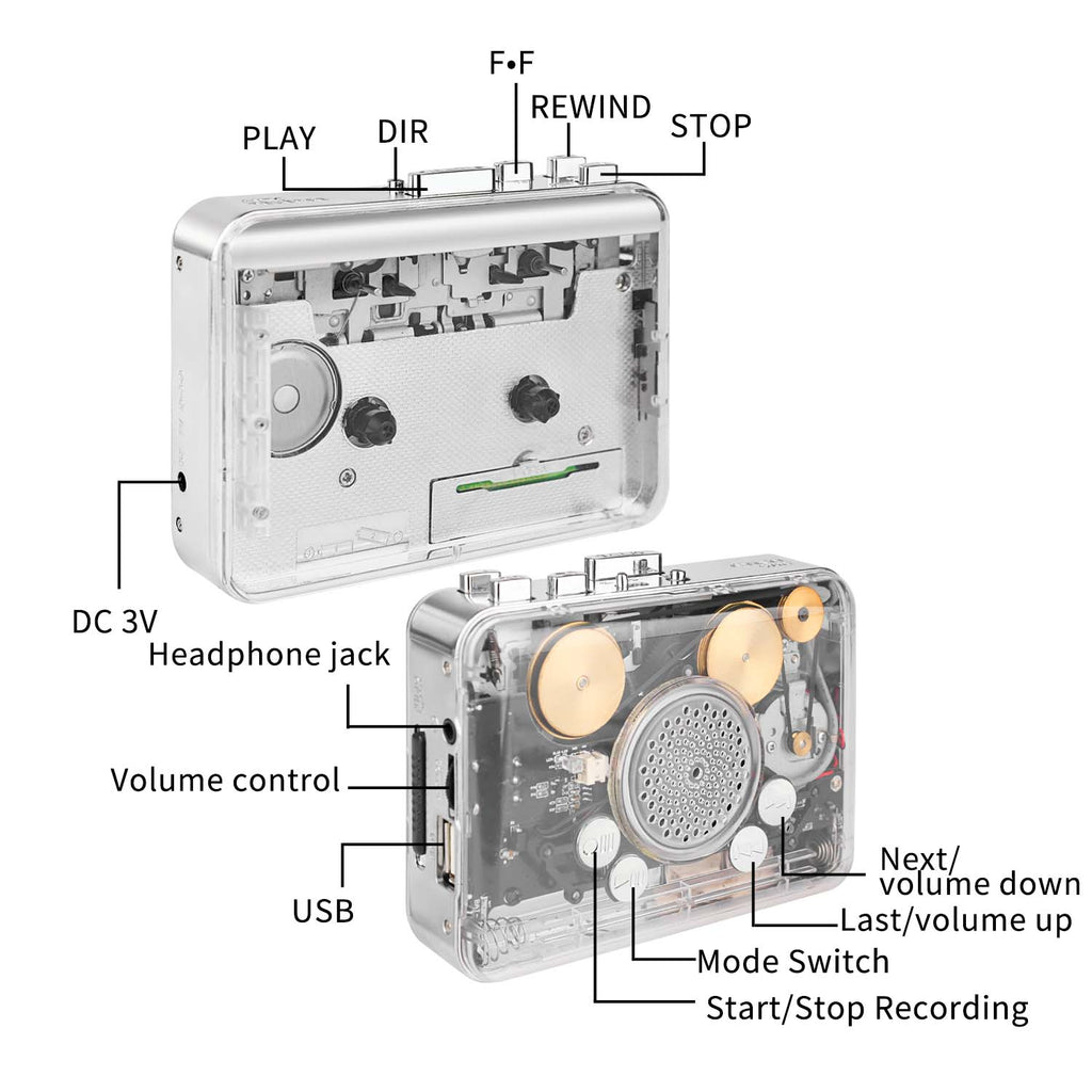 📼 ClearTape – Retro Portable Cassette Player with Auto Reverse Playback, Stereo Sound & Tape-to-MP3 Conversion🎵