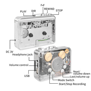 📼 ClearTape – Retro Portable Cassette Player with Auto Reverse Playback, Stereo Sound & Tape-to-MP3 Conversion🎵