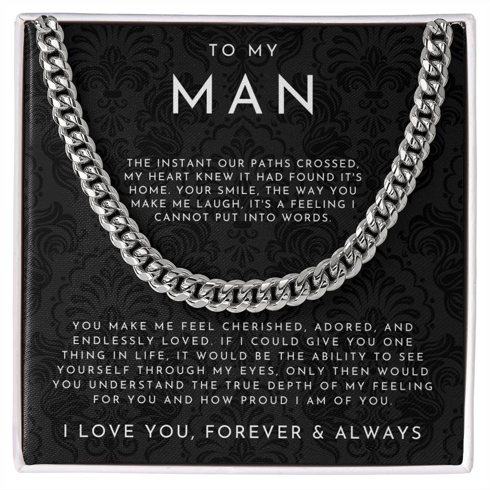 ForeverLink – To My Man Cuban Chain Necklace with Message Card