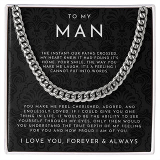 ForeverLink – To My Man Cuban Chain Necklace with Message Card