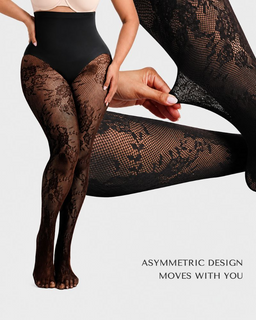 LaceSculpt – High-Waisted Floral Lace Shaping Tights