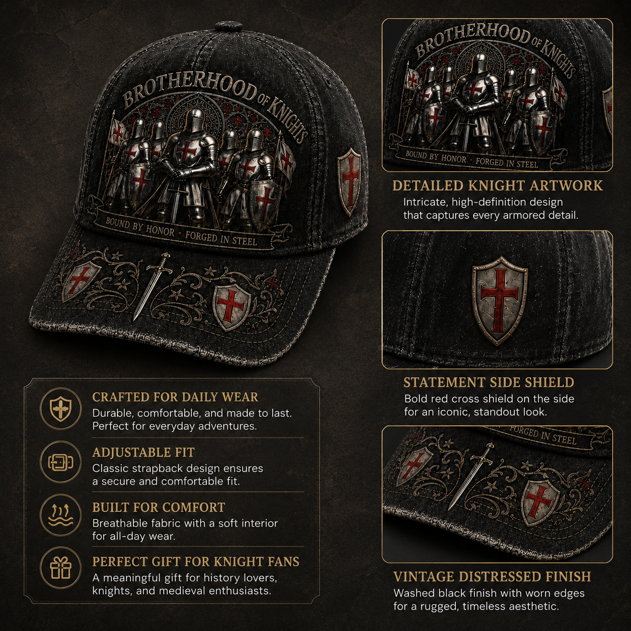 ⚔️ HonorBound – Knights Templar Cap