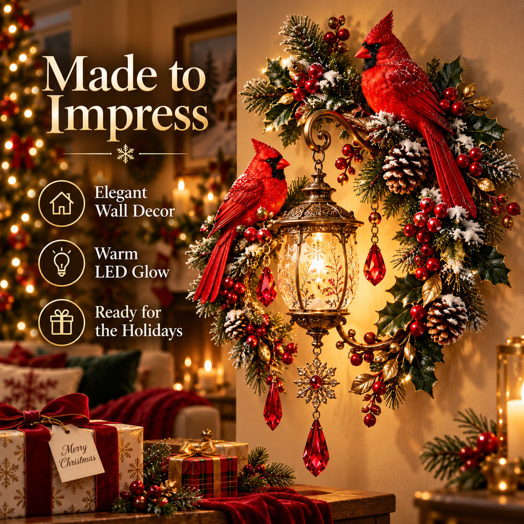 CardinalGlow – 🔥🔥 Lighted Cardinal Christmas Lantern Wall Decor