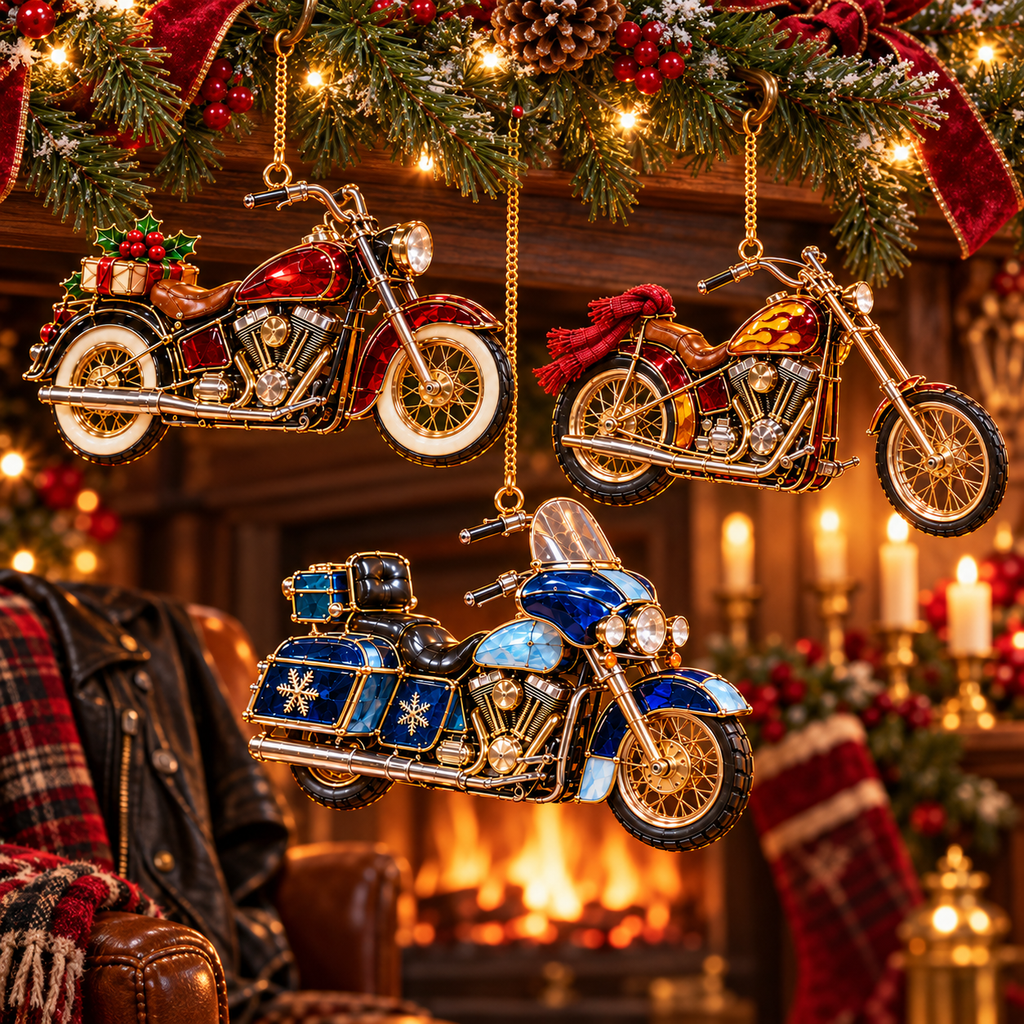 ✨ MotoGlow – 2026 Vintage Motorcycle Christmas Ornaments