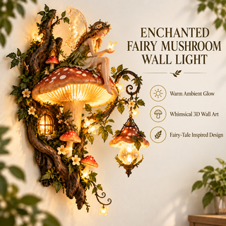 FaeGlow – ⏰🧚✨ Enchanted Mushroom Fairy Wall Light 🍄🌿
