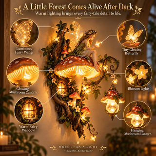 FaeGlow – ⏰🧚✨ Enchanted Mushroom Fairy Wall Light 🍄🌿