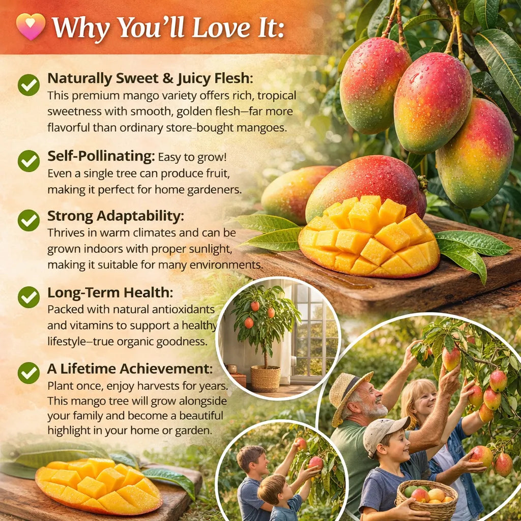 🥭 HoneyMango – Golden Honey Dwarf Mango Tree Seeds