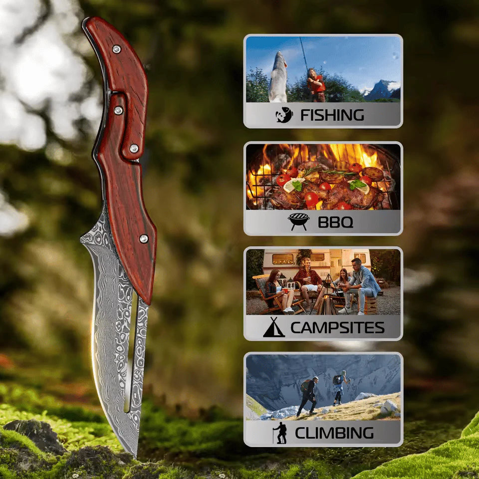 BladeCraft – Hand Forged Damascus Steel Folding Knife