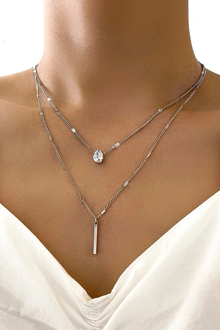 GlimmerFall – Rhinestone Tassel Stacking Necklace