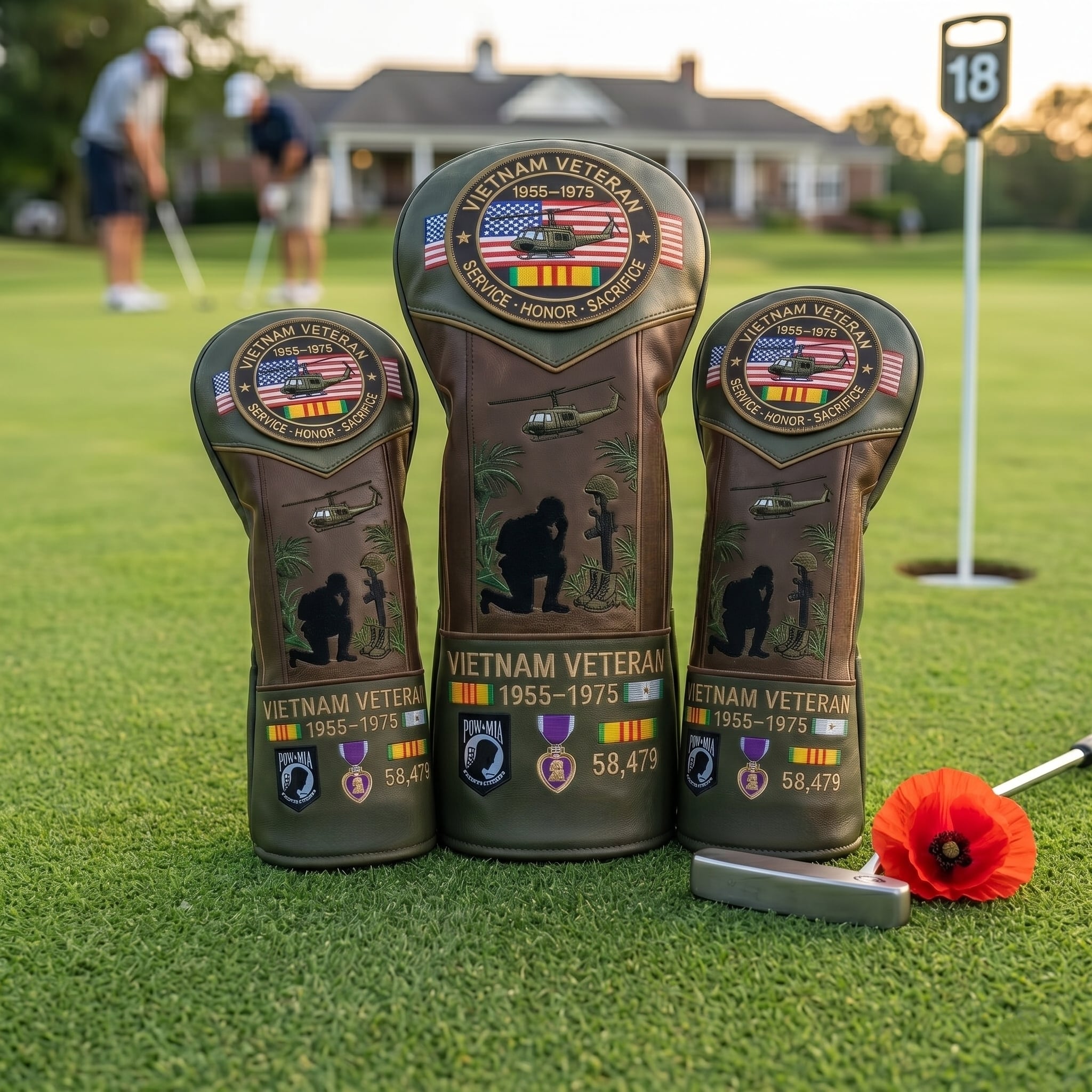 🎖️ Last Day Promo: 49% OFF ⛳️Vietnam Veteran Tribute Elite Leather Golf Head Cover -1955-1975 Service Tribute✈️Buy 2 Free Shipping Today!
