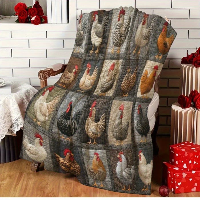 HenHaven – Vintage Chicken Flannel Blanket