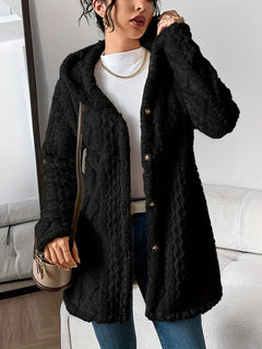 ⏰Hot Sale-Womens Fuzzy Fleece Button Down Jacket Hooded Open Front Cardigan Sweater(BUY 2 FREE SHIPPING)