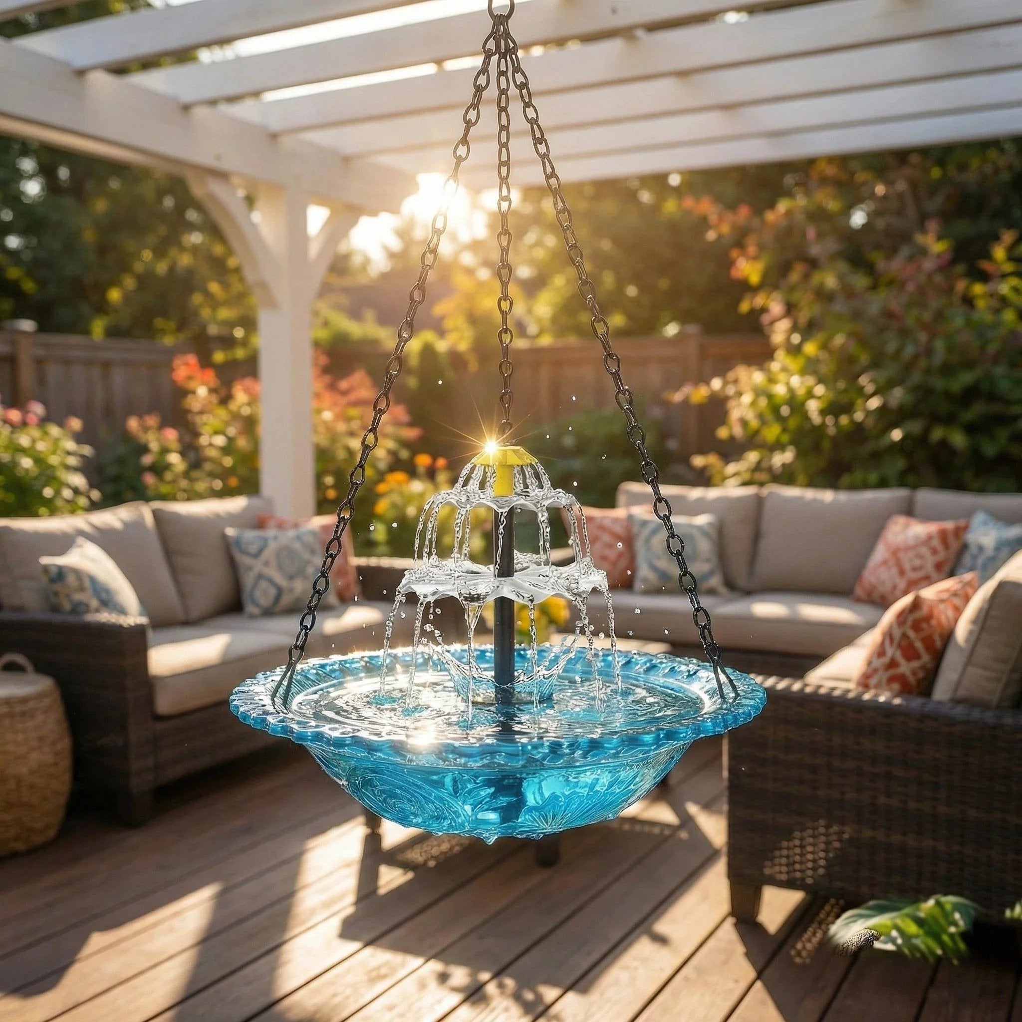 SolarCascade – Hanging Bird Bath Fountain