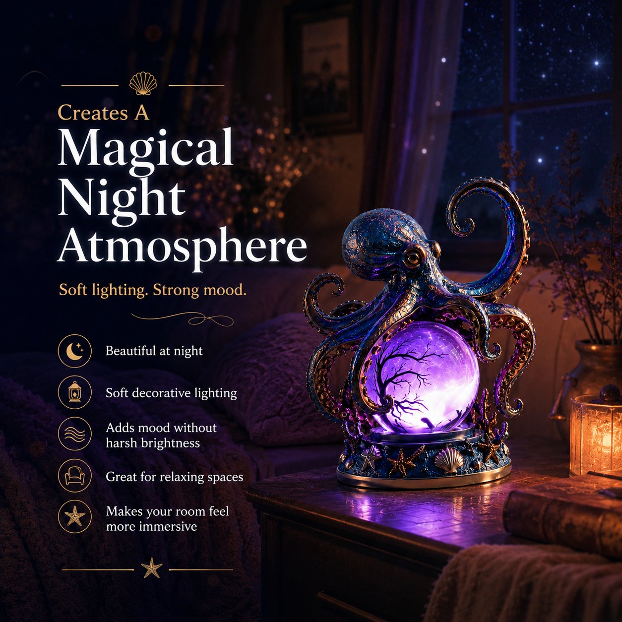 TideMystic – Mystical Octopus Crystal Ball Light