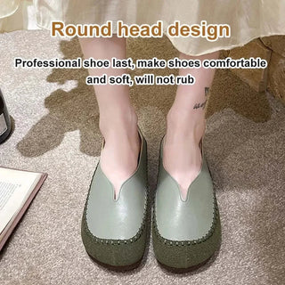 GlowStep – Casual Round Toe Flat Leather Loafers