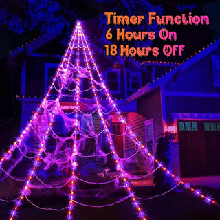 SpookGlow – Giant Purple LED Spider Web Lights