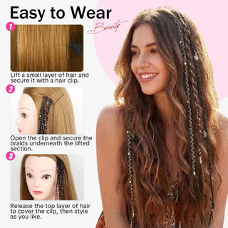 BohoGlow – Beaded Clip-In Braids