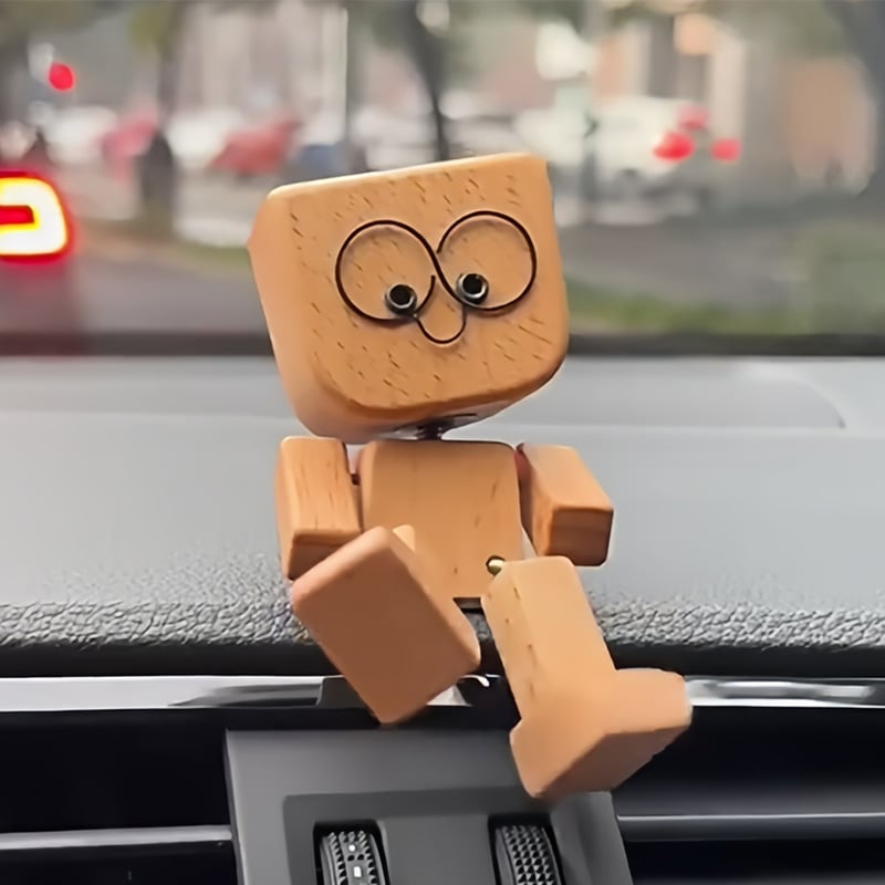 WoodyBuddy | Cute Wooden Bobblehead Dashboard Decor