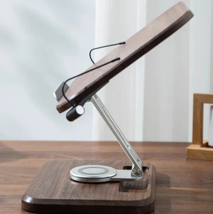 RotateLift™ Black Walnut Aluminum Alloy Book and Laptop Stand marnetic