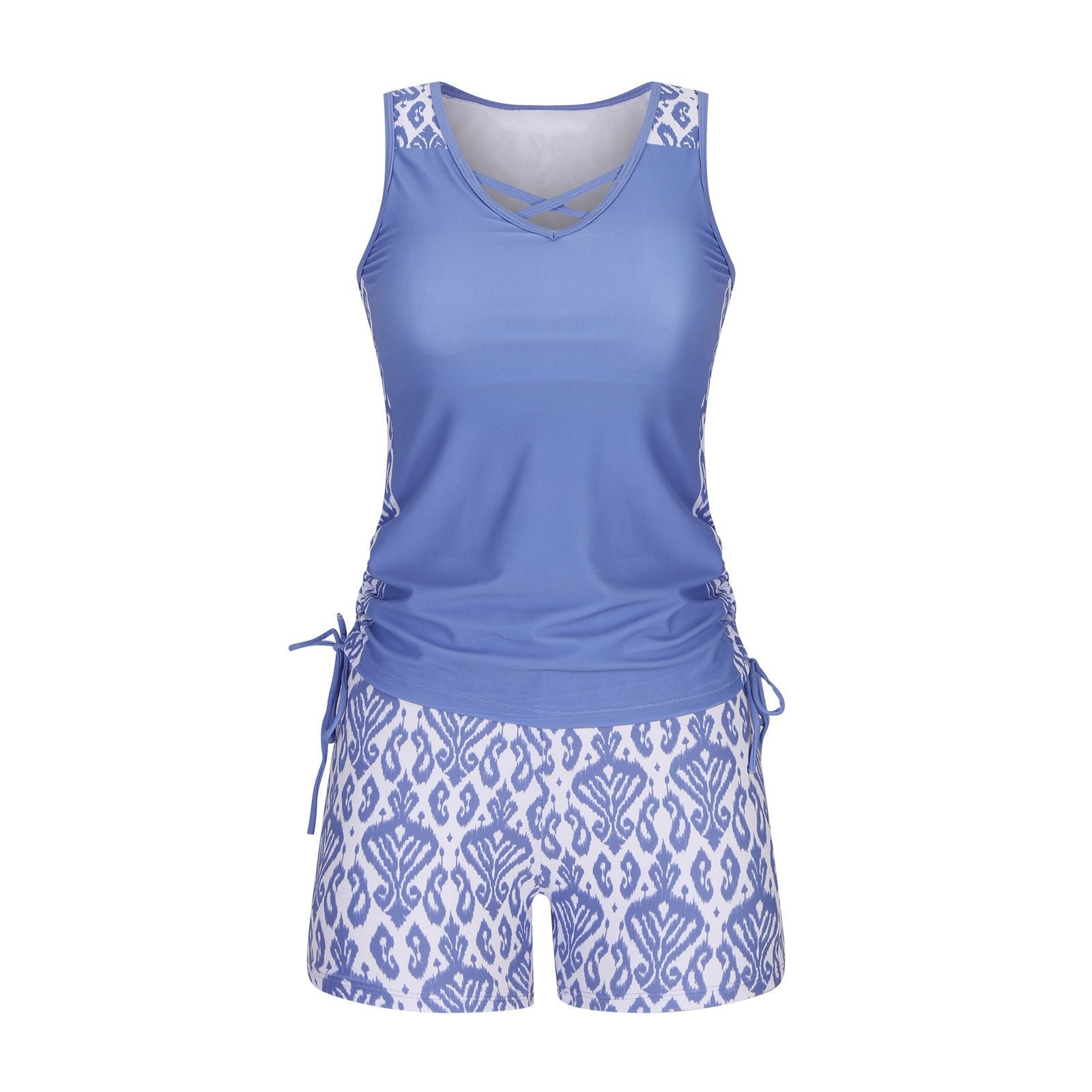 BeachBloom – Modest Bohemian Tankini Swimsuit with Shorts