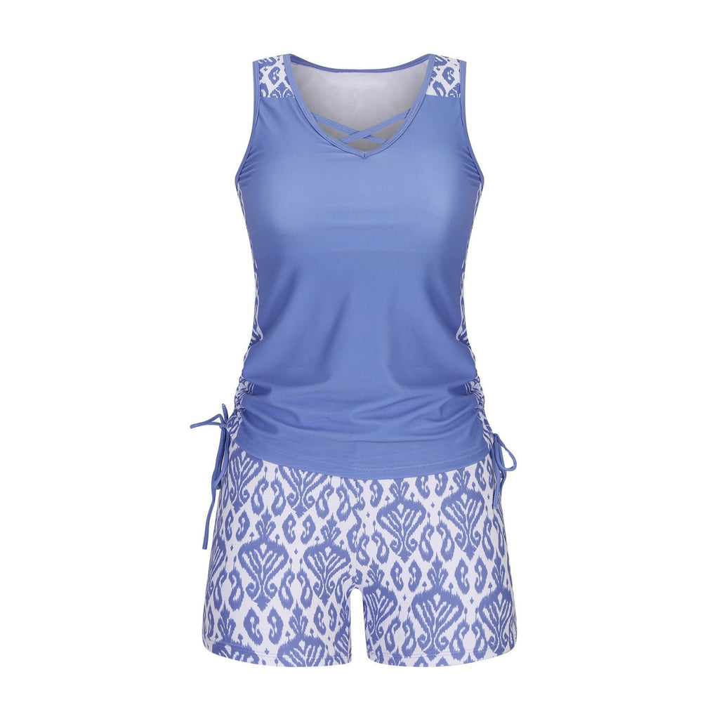 BeachBloom – Modest Bohemian Tankini Swimsuit with Shorts