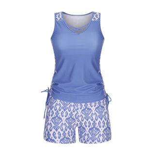 BeachBloom – Modest Bohemian Tankini Swimsuit with Shorts