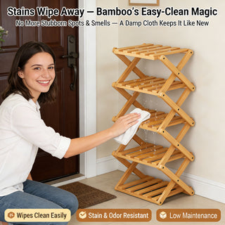 The 9-Tier No-Assembly Bamboo Rack !🌿👟