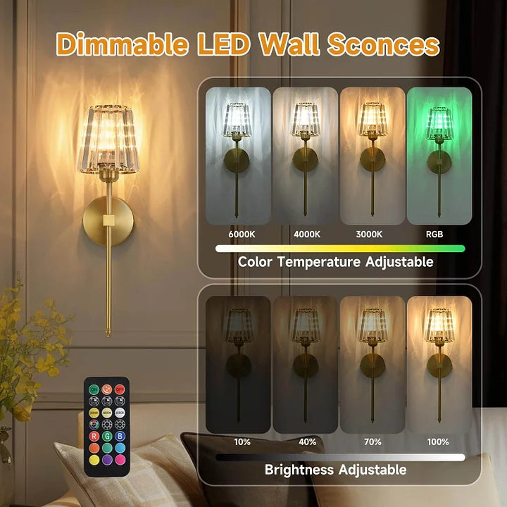 LumiGlow – Wireless Crystal Wall Sconce (2 Packs)