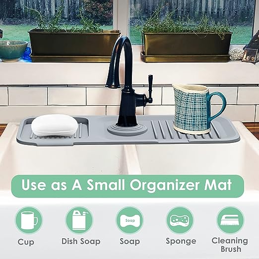 SplashMate - Adjustable Silicone Faucet Mat | Always Clean, Never Wet!